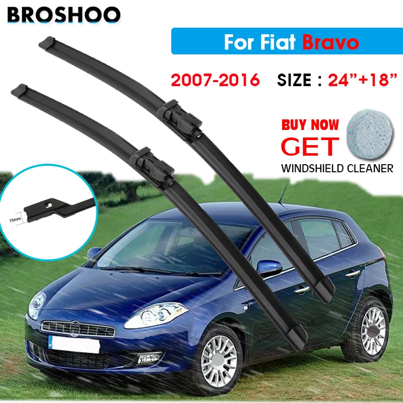 

Car Wiper Blade For Fiat Bravo 24"+18" 2007-2016 Auto Windscreen Windshield Wipers Blades Window Wash Fit Push Button Arm