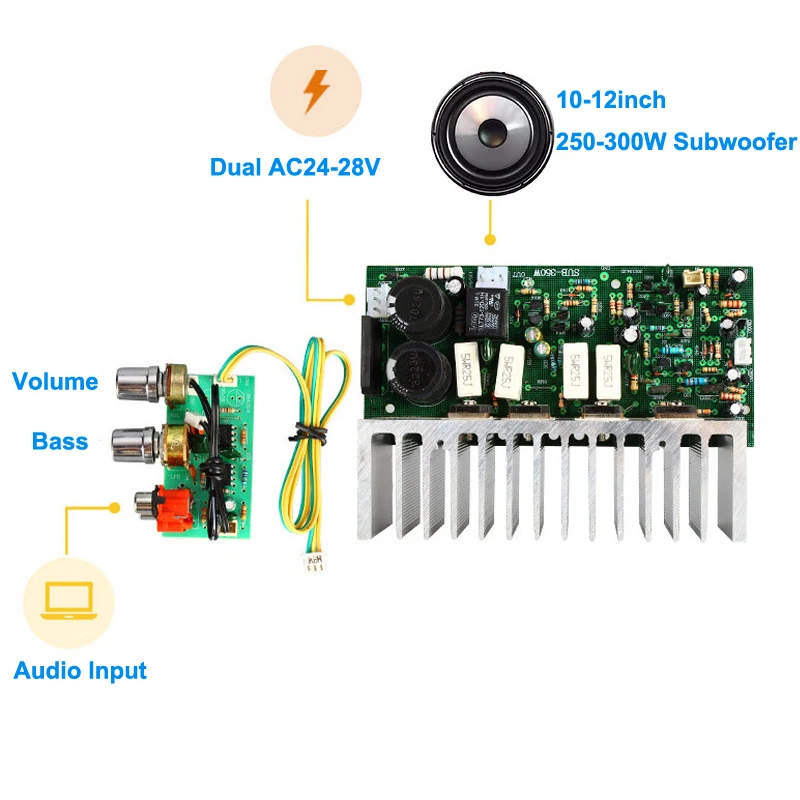 350W Subwoofer Amplifier Board For Sanken tube High Power Bass Mono Sound Amplifier for 10-12 inch speaker