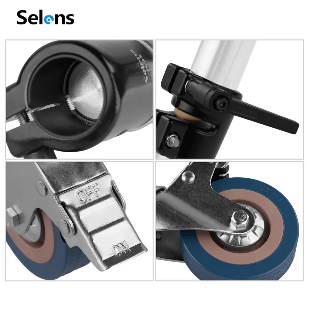 Selens 3Pcs C-Stand Swivel Caster Wheels 22/25/30mm with Brake Light Stand Rolling Pulley Castors for Photo Studio Magic Leg