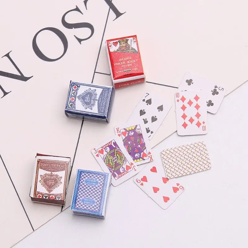 2023 New 2set Miniature Dollhouse 1:12 Mini Playing Cards Home Decoration