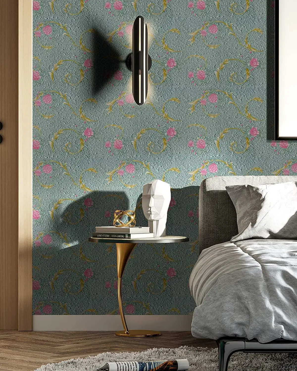 Retro Floral Self Adhesive Wallpaper Rose Peel and Stick Wallpaper Vinyl Renter Friendly Contact Paper for Living Room Bedroom