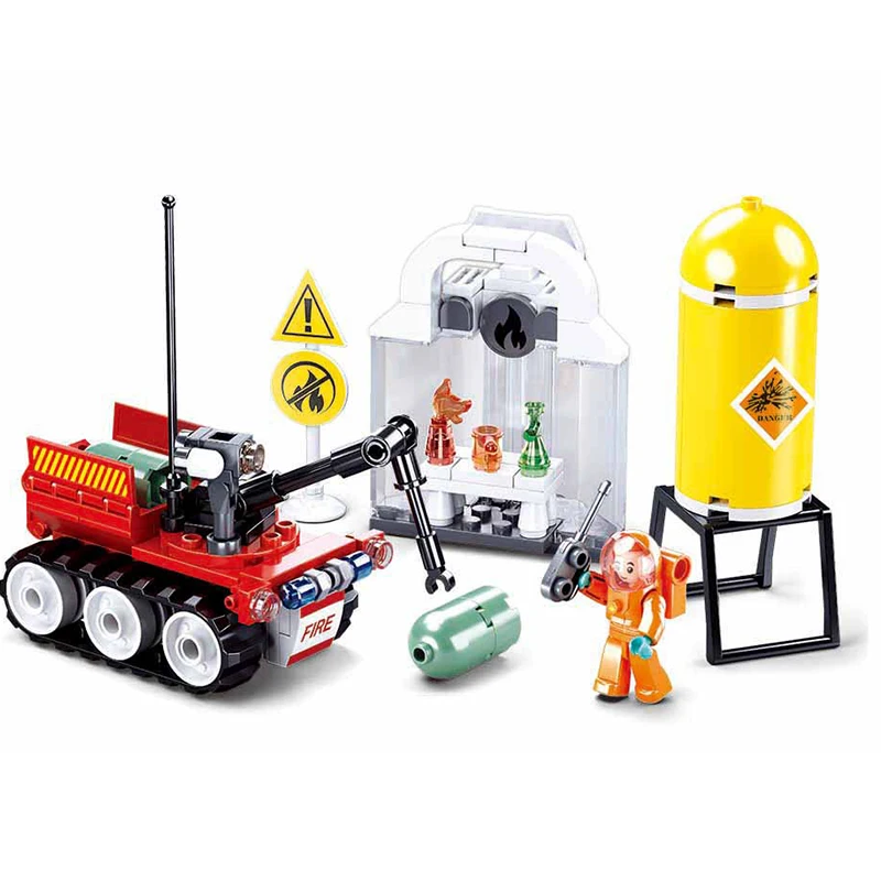 Downtown Fire Brigade Series Biochemical Laboratory Explosion City Hero Search Rescue Team Building Blocks Model Kids Toys Gift