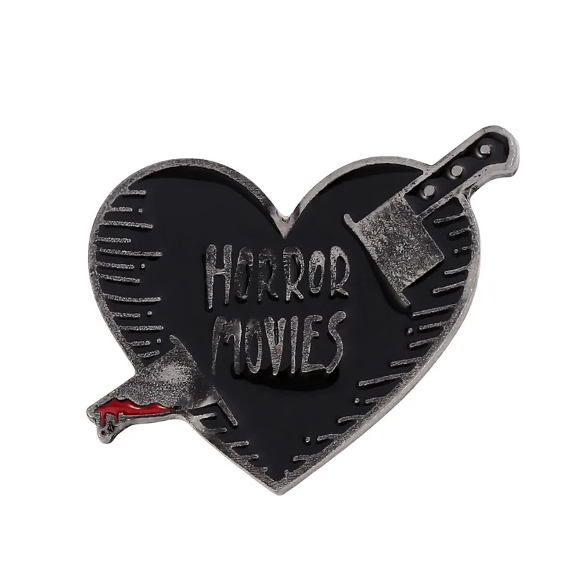 I love Horror Movies Enamel Brooch Pin Metal Lapel Pin Clothes Decoration