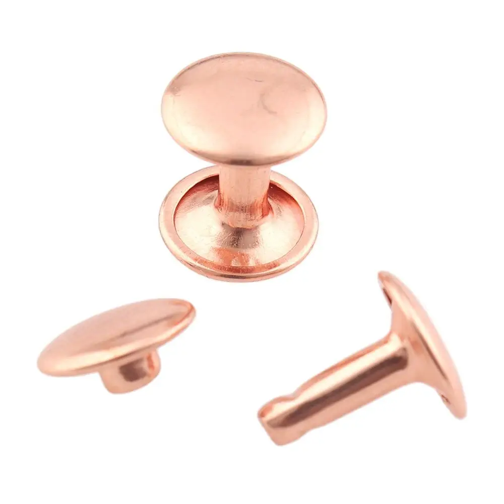 100sets 10mm Rose gold Leather Rivets Double Cap Rivet Tubular Metal Studs for DIY Leather Craft Rivet Belt Jeans Jacket