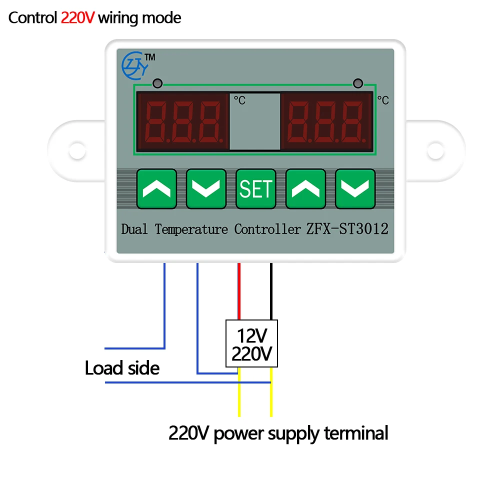 ST3012 ZFX-ST3012 12V/24V/110V-220V LED Display digitale termostato doppio regolatore di temperatura termometro controllo termico