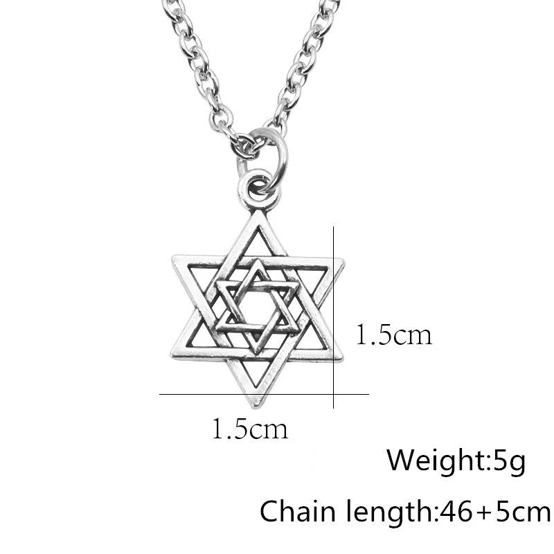 Yungqi Vintage Star of David Necklace Shield Magen Hexagram Six Point Star Amulet Religion Symbol Israel Pendant Jewish Jewelry