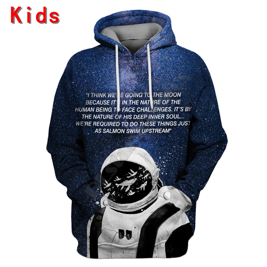 Astronaut In Galaxy Hoodies T-shirt 3D Printed Kids Sweatshirt Long Sleeve Boy For Girl Funny Pullover