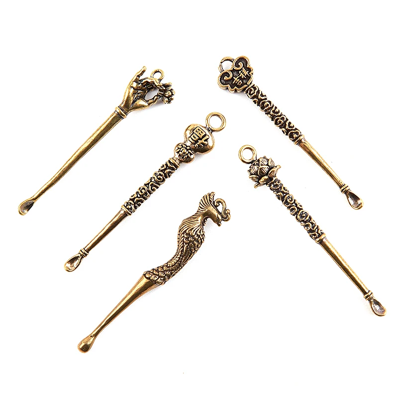 1 Pcs Ear Spoons Retro Brass Dragon Portable Ear Cleaning Tool Ear Pick Ear Wax Remover Curette Cleaner Keychain Pendants