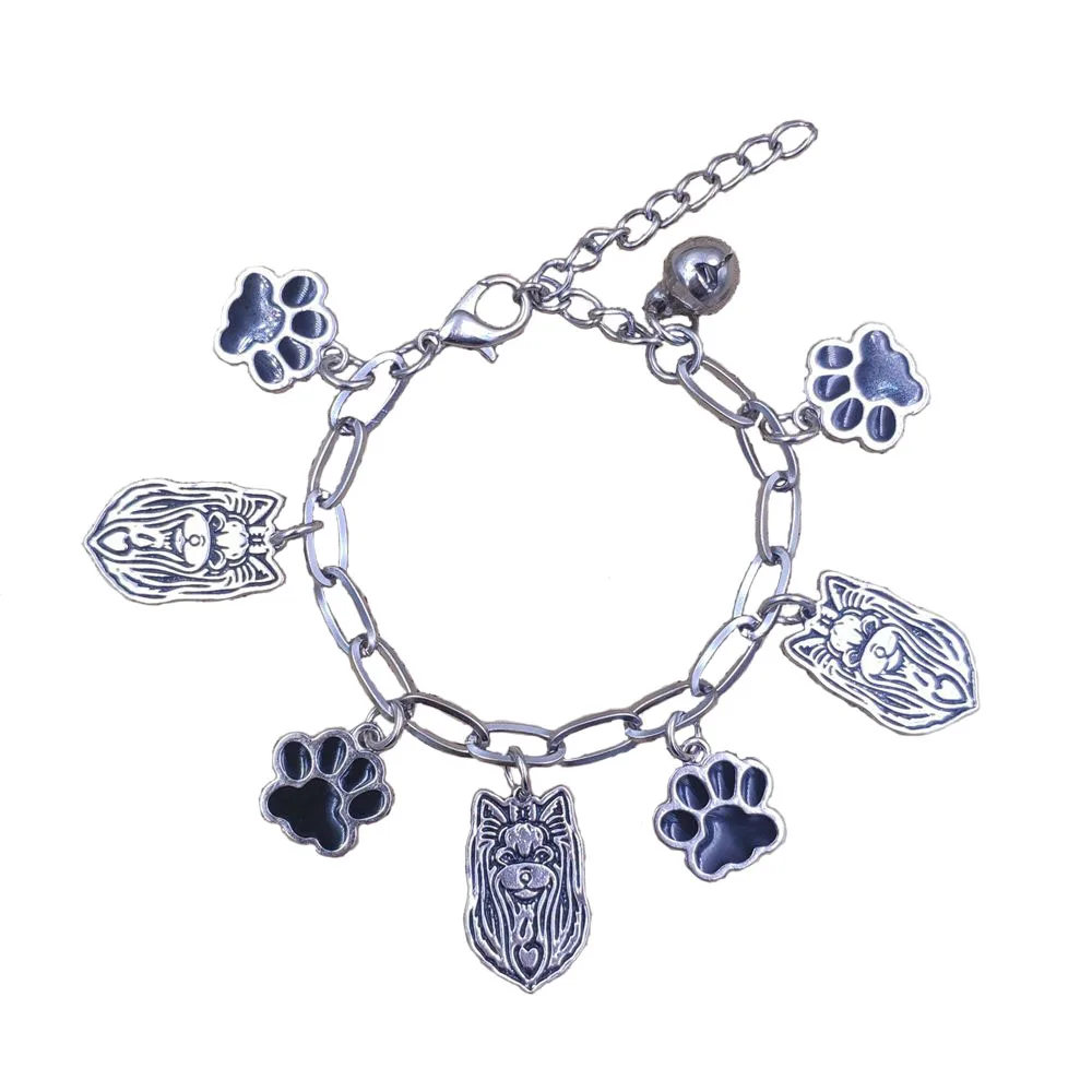 2023 Cute Hot Unique Yorkshire Terrier Husky Pug Chow Chow Dog Animal Stainless Steel Charm Chain Bracelets Men Women SB010