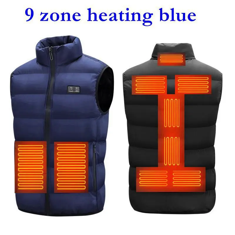 9 Heated Vest Zones Electric Heated Jackets Men Women Sportswear Heated Coat Graphene Heat Coat USB Heating Jacket For Camping