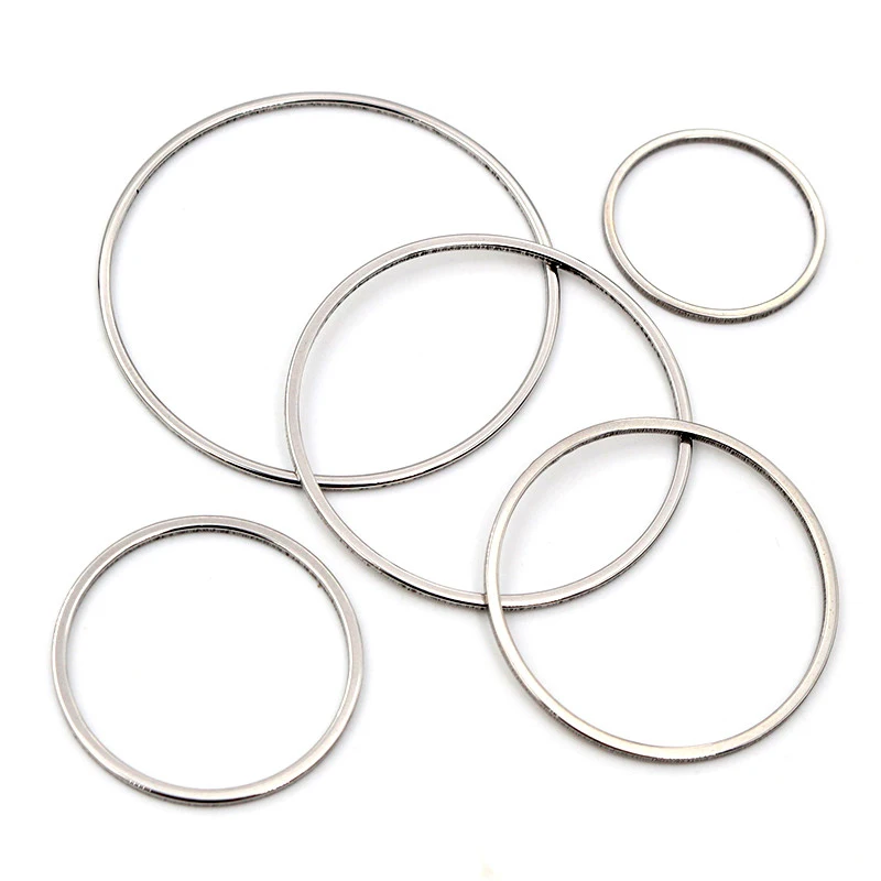 20pcs 15/20/25/30/35/40mm 316 Stainless Steel Gold Plated Earrings Rings Big Circle Ear Wire Hoops Pendant DIY Jewelry Findings