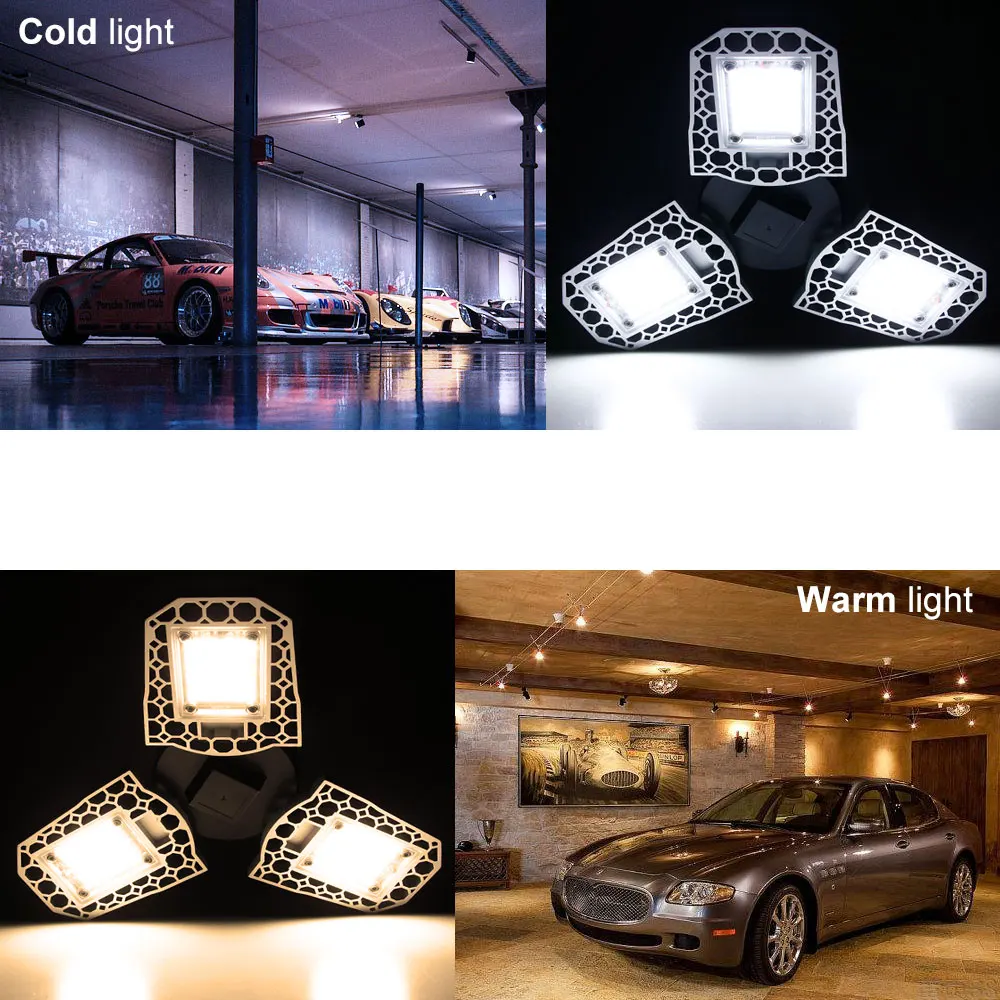 Deformable E27 LED Garage Light 220V High Bay Lights 110V Workshop Industrial Lighting E26 Bulb For Warehouse Lamp 60W 80W 100W