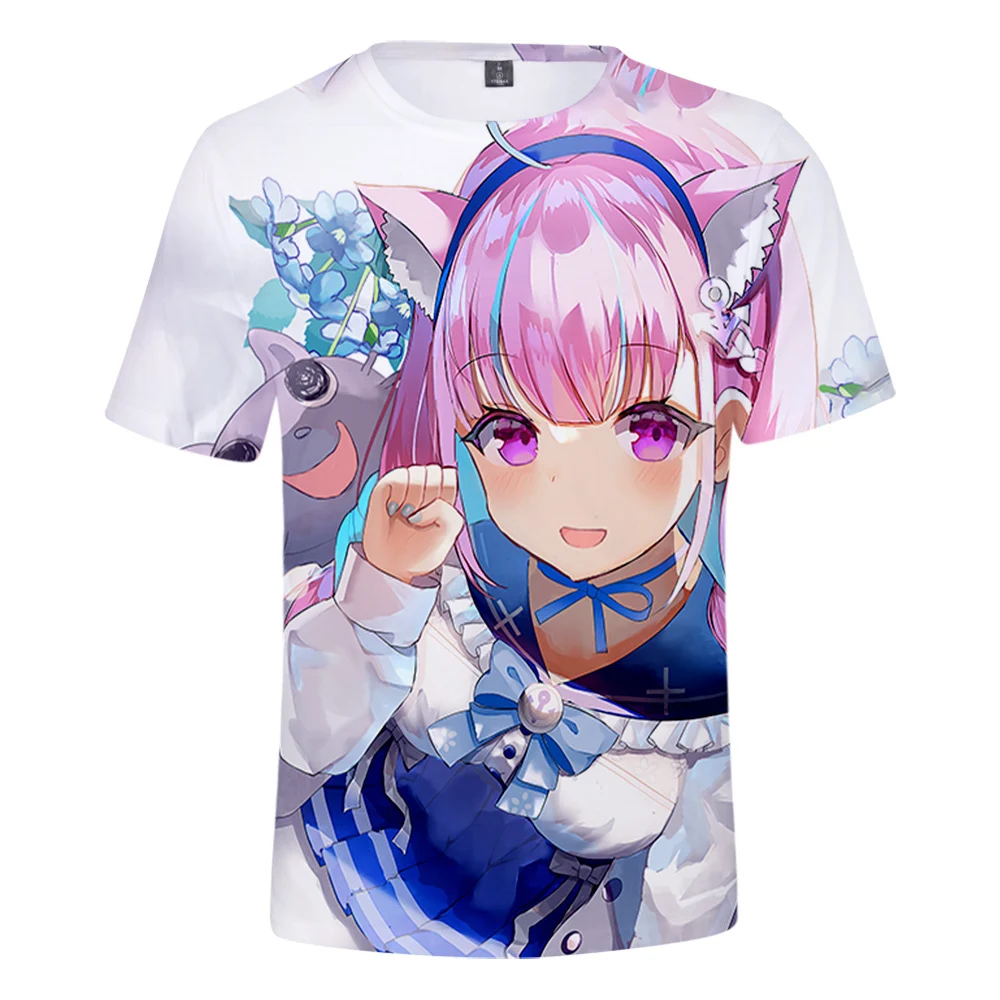 

HOLOLIVE VTuber minato aqua 3D Spring Summer Preppy Style Men/Women Street Clothes T-shirt Lovely Kawaii Retro Innovation