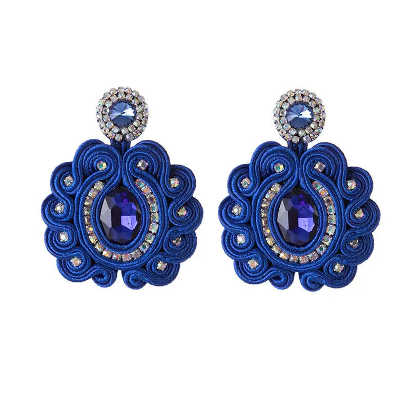 KpacoTa Ethnic boho long big earrings Exaggeration fashion jewelry colourful Soutache Handmade pendant earring for women gift