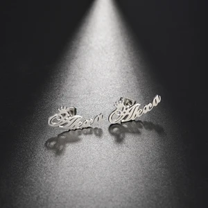 SIPURIS-KOMMEN mit personalisiertem Namen für Frauen, Edelstahl, Anfangsbuchstaben, Ausweisplatte, elegantes Schmuck, Ohrringe, Geschenke 10 Hauptverkaufs -Ohrring -Buchstaben B - №6