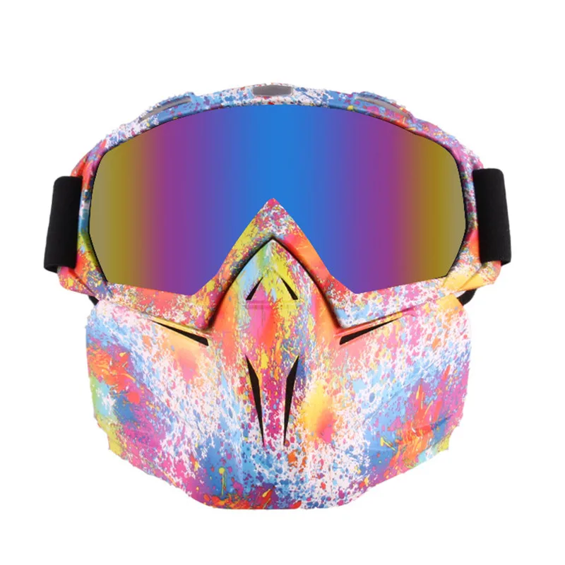 Zimowe wiatroszczelne okulary narciarskie UV400 z odpinaną maską przeciwmgielne narciarstwo Snowboard gogle Outdoor skuter śnieżny okulary