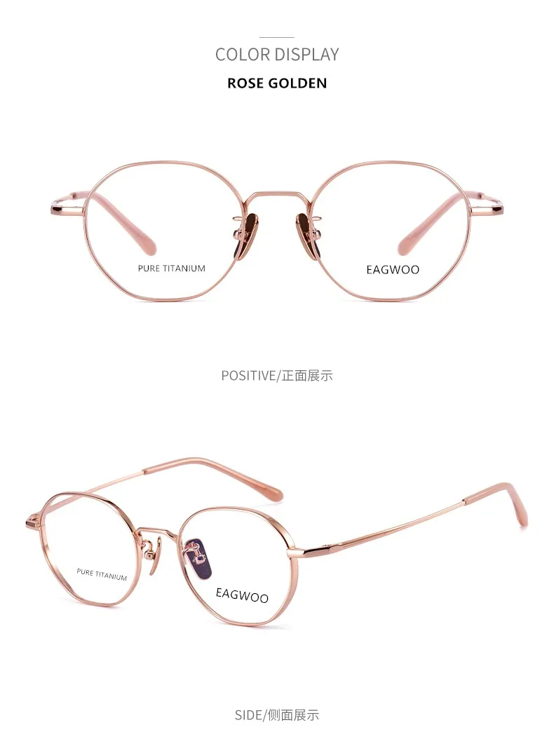 Reine Titan-Brille, Damen-Brille, entworfen, Vollrand, runde rote Brille mit dickem Rand, geeignet für hohe Dioptrien, rote Rose – Detail 6