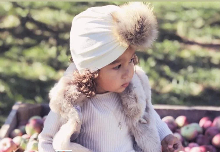 Baby indian hat turban hats Spring Autumn children velvet Caps kid Beanie pompom hat Warm girl caps