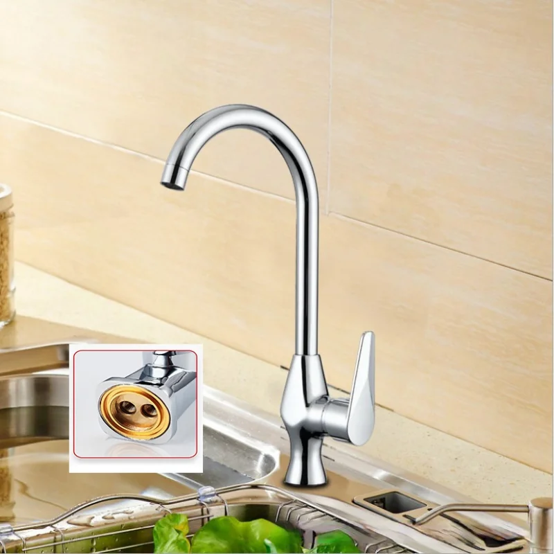 Copper Cover Water Drop Kitchen Sink Faucet Hot and Cold Single Hole Stainless Steel Basin Rotating Faucet