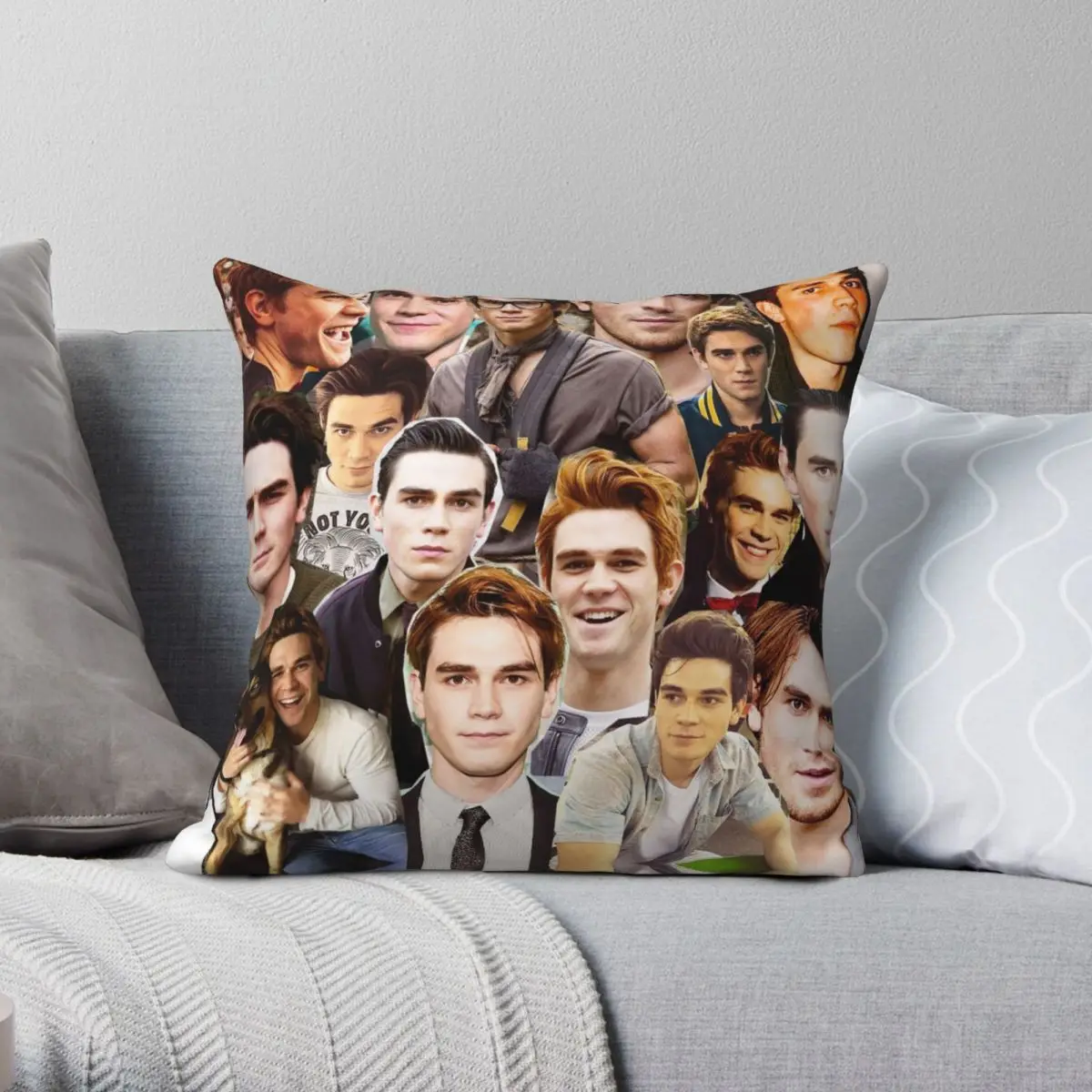 

Kj Apa Collage Square Pillowcase Polyester Linen Velvet Pattern Zip Decorative Throw Pillow Case Sofa Cushion Cover 18"