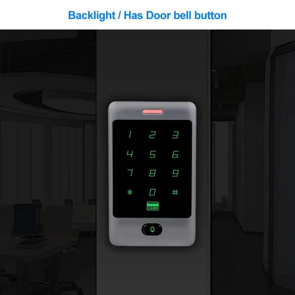 Complete Door Access Control System Kit Metal Touch RFID Keypad Electronic Magnetic Lock Power Supply With 125KHZ Key Cards 8000