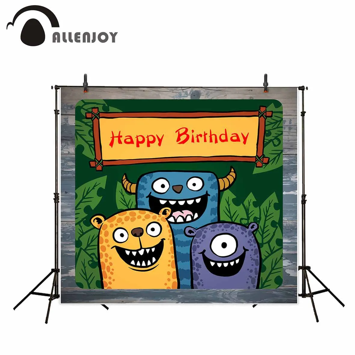 Allenjoy New Arrivals Photo Backdrops Monster Cute Cartoon Child Birthday Party Backdrop Photocall Photo Printed Excluding Stand