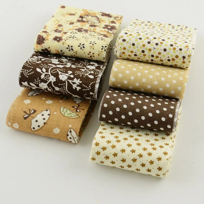 Telas De Algodon Para Patchwork Coffee Color Theme 7 PCS/Lot 5cmx100cm 100% Cotton Fabric Strips Jelly Roll For Crafts Sewing