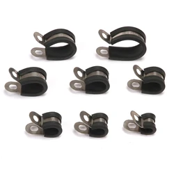 Stainless Steel Black Rubber Lined Retaining Hose P Clips Clamp Hose And Cable P Clamp 6mm 8mm 10mm 12mm 14mm 16mm 20mm 24mm