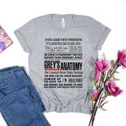 Grey's Anatomy Shirt Greys Anatomy Quotes T-shirt You Are My Person Shirt It's A Beautiful Day To Save Lives Shirt Graphic Tee