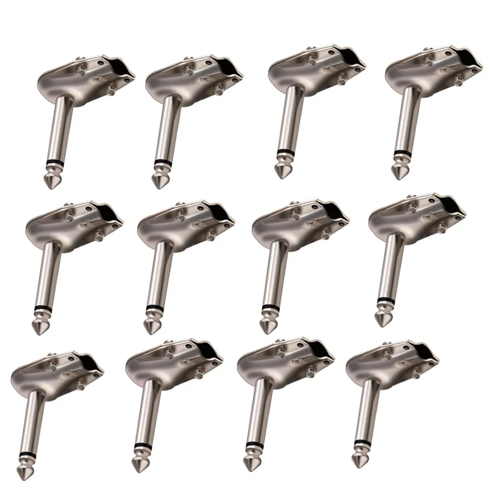 12PCS Right Angle 6.35 Mm 1/4 Inch Mono Jack Plugs For Guitar Audio Cable 2 Pole Phono Pancake 90 Degree Connector Accessory