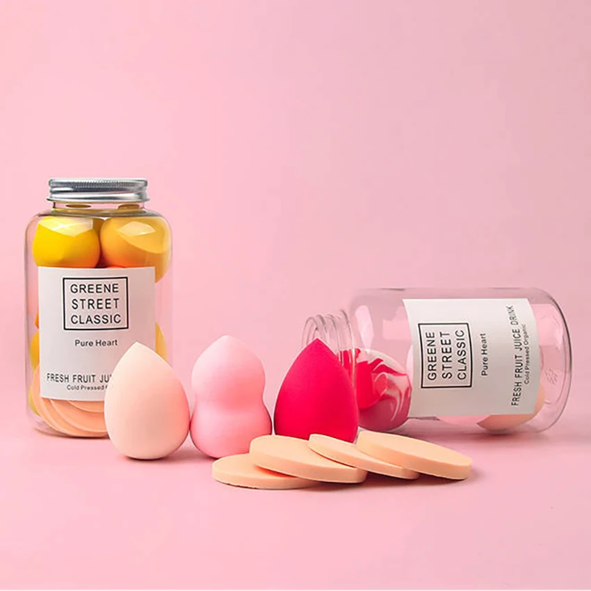 10 Cái/bộ Nhiều Màu Sắc Đựng Mỹ Phẩm Bông Phấn Nền Trang Điểm BB Kem Xốp Bông Đánh Phấn, Chuyên Viên Trang Điểm Chuyên Nghiệp Rung Với Lưu Trữ Bình