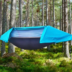 Outdoor Camping Hammock Sunscreen Waterproof Anti-mosquito Travel Portable Hammock Sleeping Hanging Bed Single Double Hammock