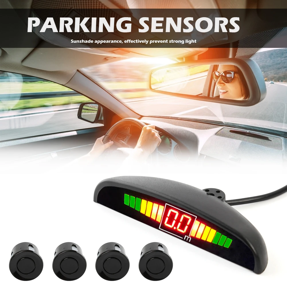 4 Sensors Reverse Backup Monitor Detector System Universal Car Parking Sensor Vehicle Park tronic Kit LED Display Car Radar