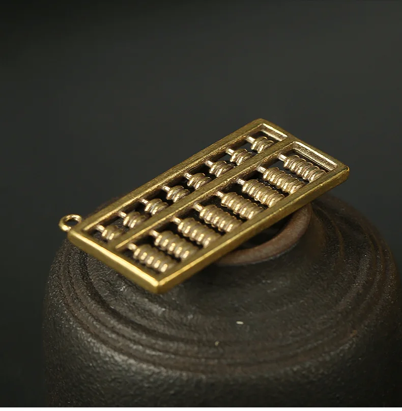 retro Nostalgia Brass abacus DIY metal Key chain ring Pendant Miniature Fitting Keychain Pendant souvenir Accessories a0301