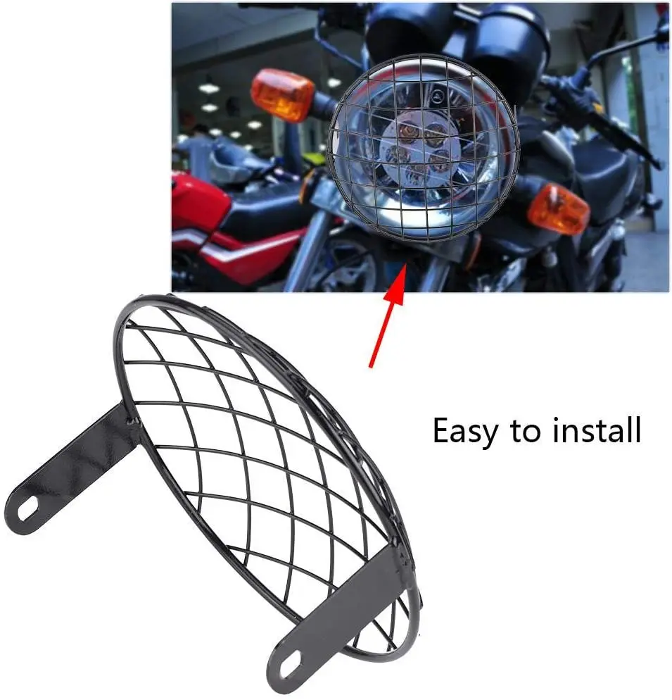 6.3'' Universal Motorcycle Vintage Side Mount Headlight Protector Retro Grill Light Lamp Cover