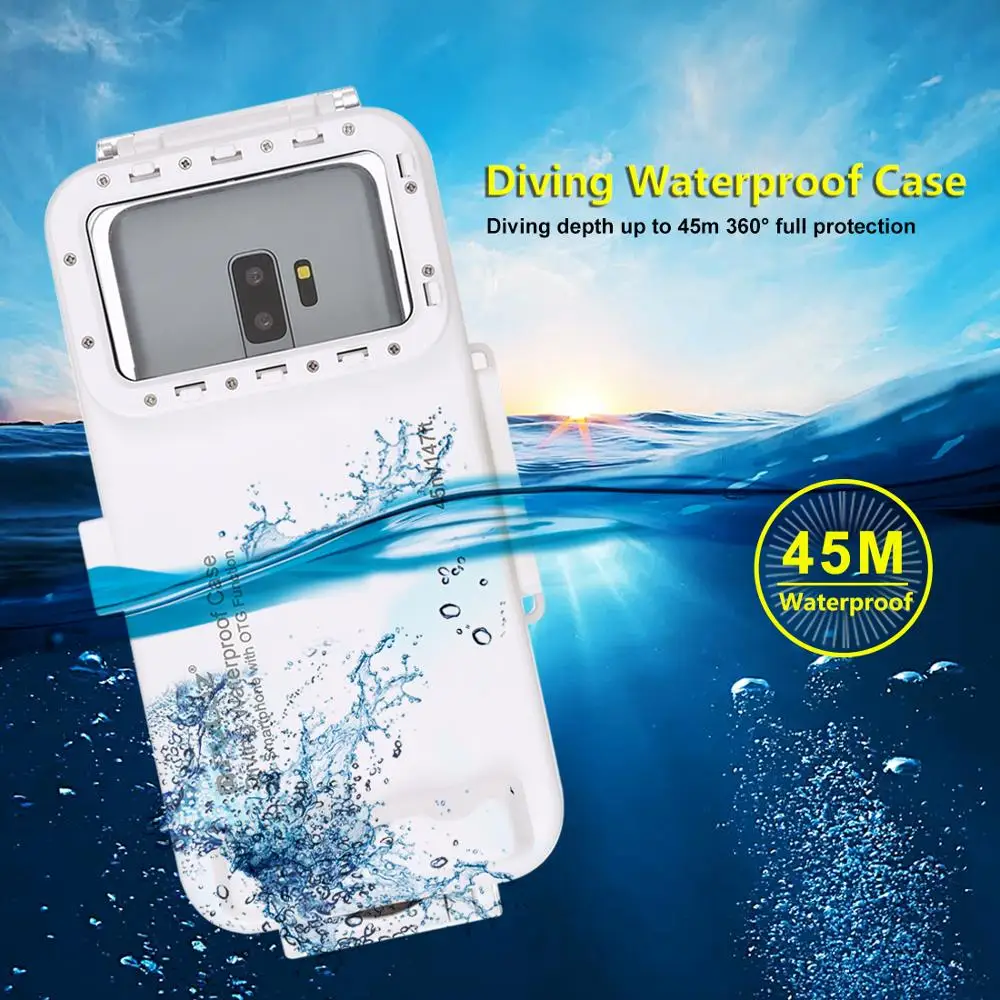 PULUZ 45m/147ft Underwater Waterproof Photo Video Taking Diving Case for Galaxy,Xiaomi,Android OTG Smartphones with Type-C Port