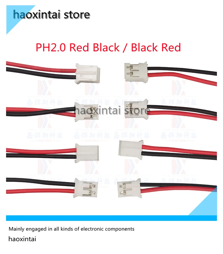 

50PCS PH2.0mm-2p terminal wire single end length 10 / 15 / 20 / 30CM electronic connecting wire Wire gauge 24AWG 22AWG