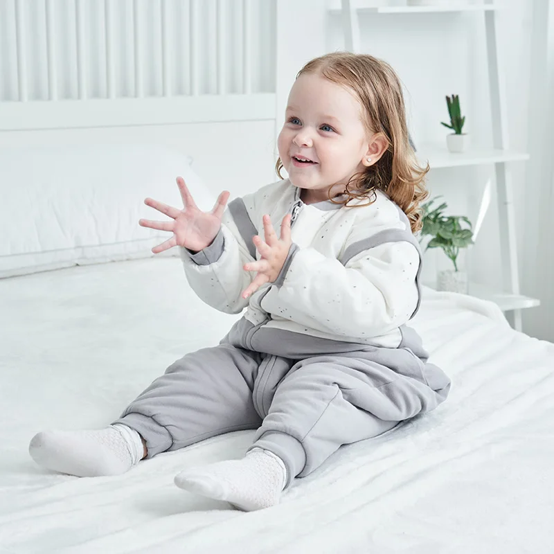 Winter Sleeping Bag Cotton Baby Warm Sleeping Bag With Leg Thicken Long Sleeve Romper Sleep Sack Wearable Blanket Bedding Set