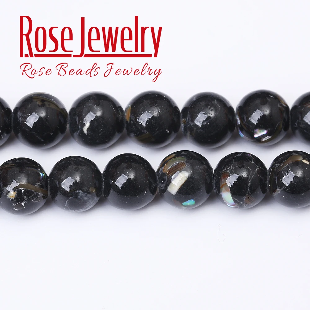 Natural Stone Beads Black Shell Turquoises Stone Beads For Jewelry Making 4/6/8/10/12 mm Bracelet Necklace Accessories Wholesale