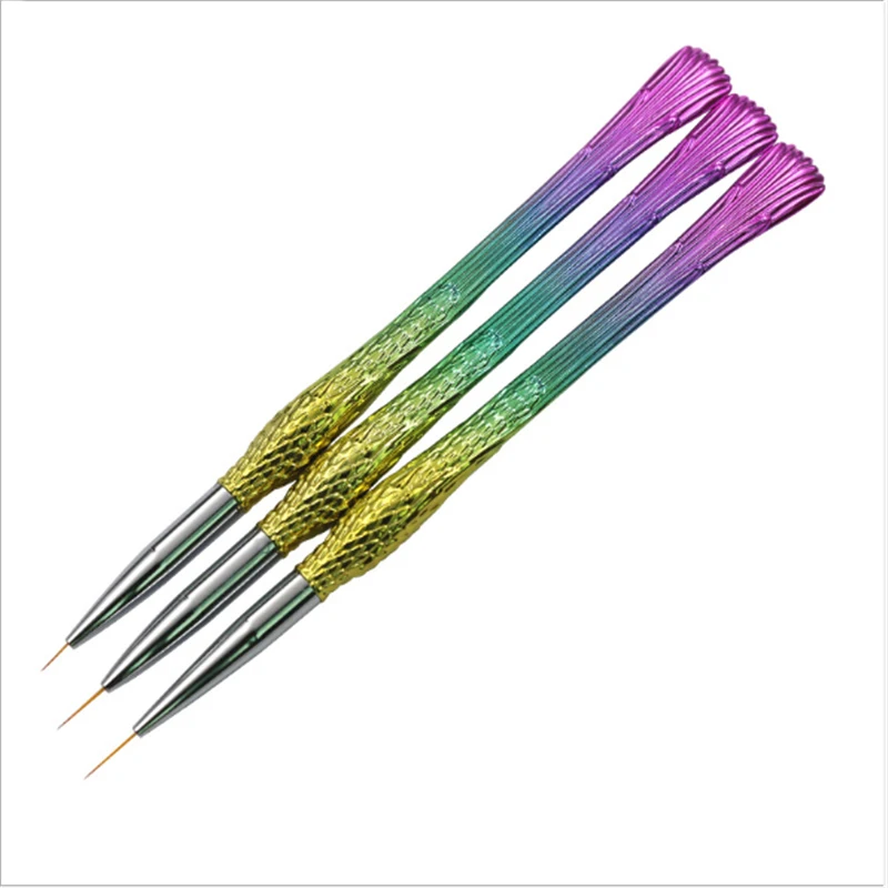 

3Pcs/set Detail Nail Art Brush Gradient Handle Thin Liner Drawing Pen Painting Stripes Flower Nail Art Manicure Brushes