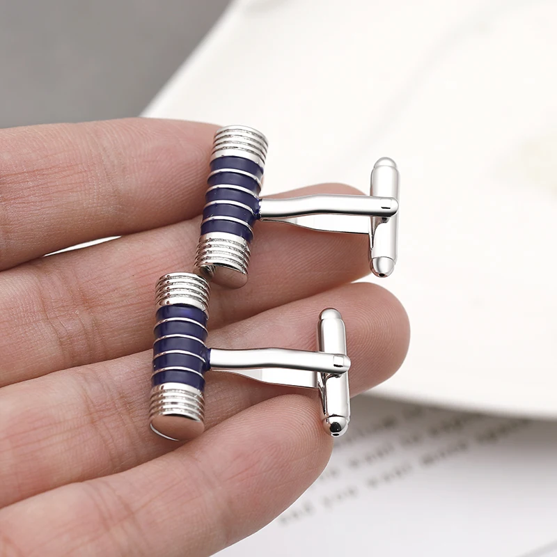 business simple style male cufflinks suit jewelry cufflinks black/blue Round stick men accessories fashion trendy