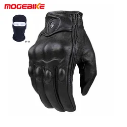 Genuine Leather Motorcycle Gloves Windproof Full-finger Moto Riding Glove Breathable Four Season Men Motor Women Summer