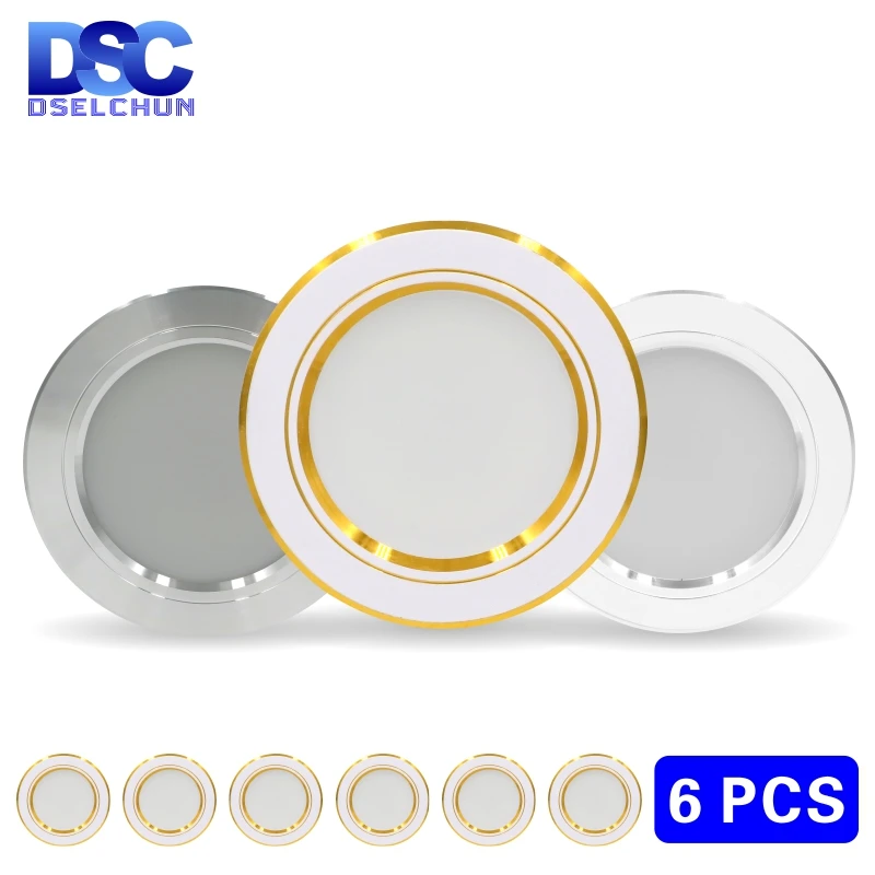 6pcs/lot Led Downlight 220v Ceiling Light 5W 9W 12W Recessed Down light Round Led Panel Light 15W 18W Spotlight Indoor Lighting