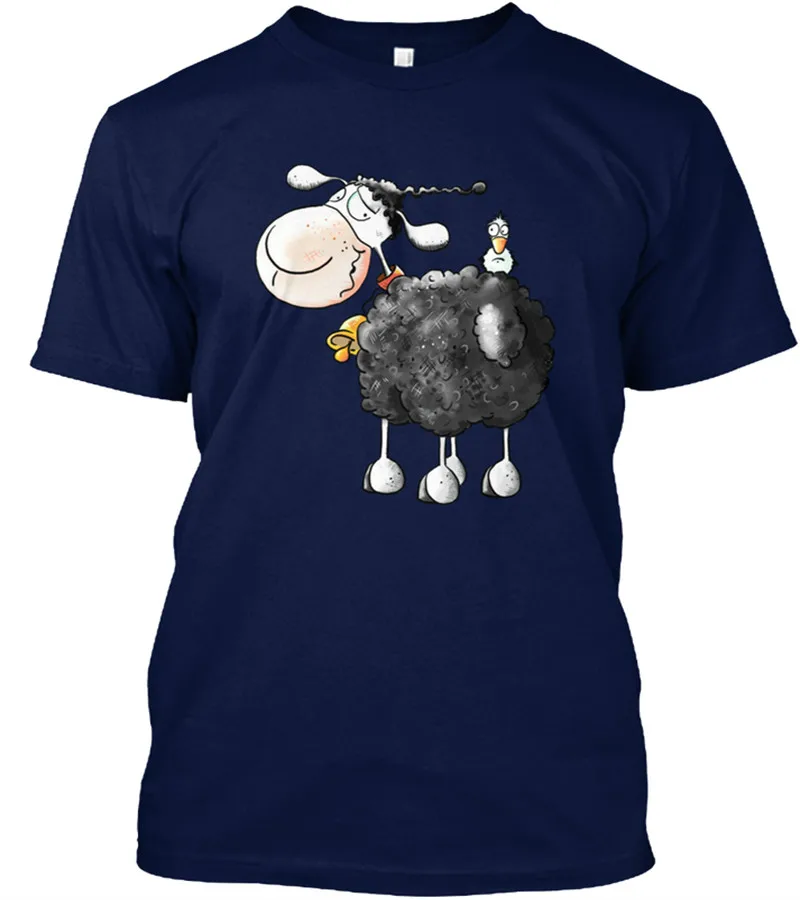 

Funny Curly Sheep Graphic T-Shirt. Cotton O-Neck Short Sleeve Men's T Shirt Size S-3XL