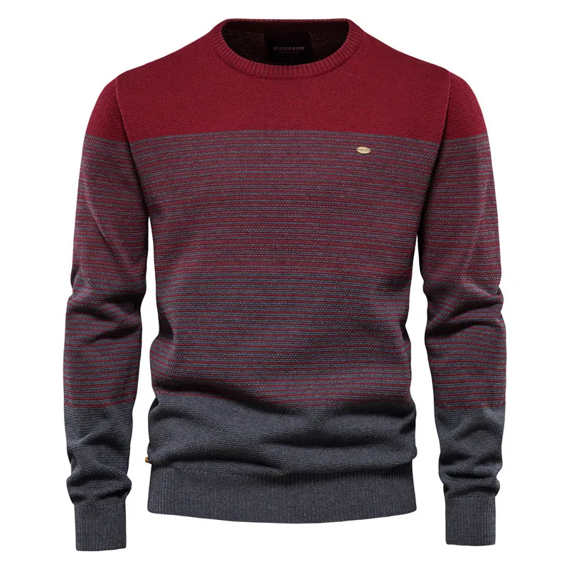 

New Pullovers Crew Neck Stripes Men's Sweater Fashion Autumn High Quality Slim Sweaters Men Knitwear Winter Men Clothing MY712