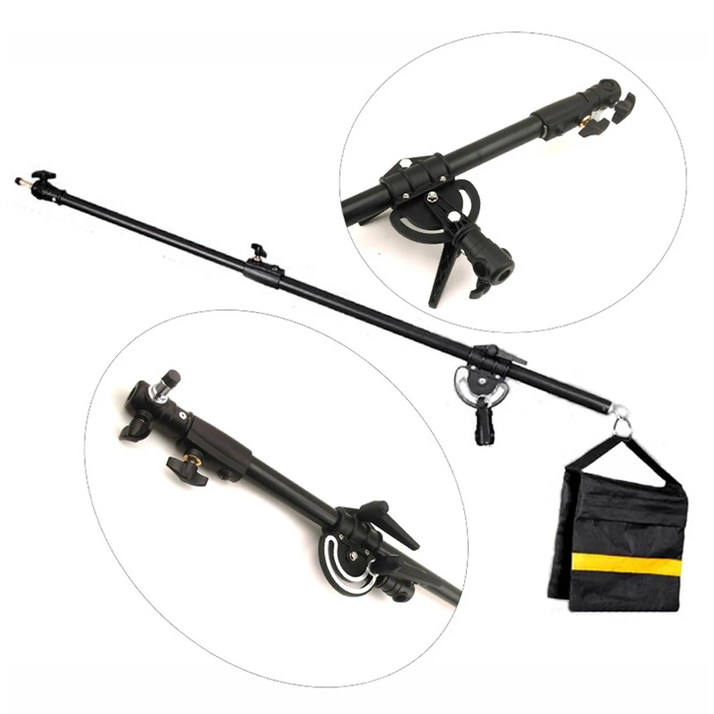 Pro Heavy Duty 158cm Metal Top Light Cross Bar Telescopic Boom Arm w/ Sandbag for Photo Studio Flash Video Lighting Softbox