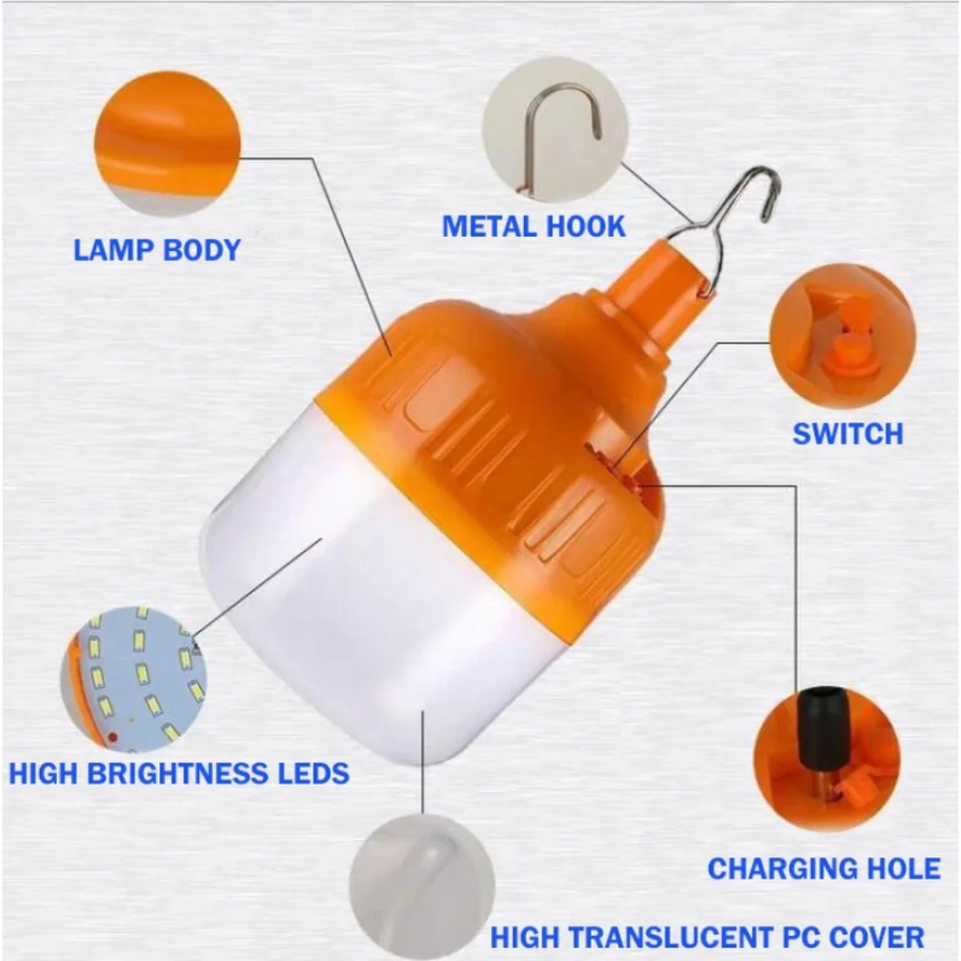 Solar LED Emergency Light, Rechargeable Bulb, Solar Bulb