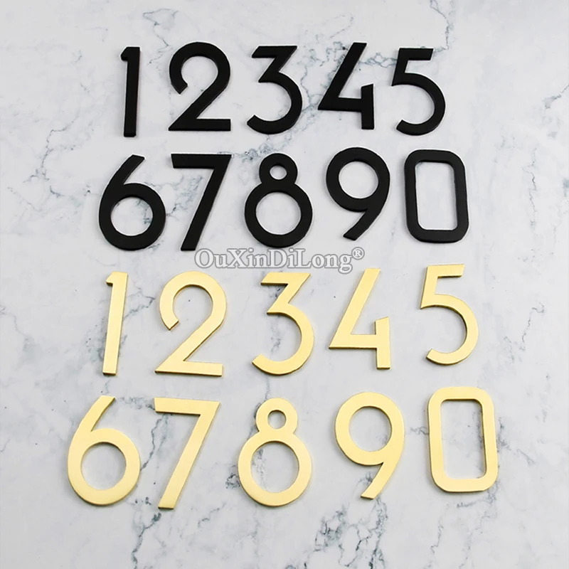 High Quality Brass Self-adhesive House Number Address Digits 0~9 Door Plaque Sign Apartment Dormitory House Signs Brass/Black