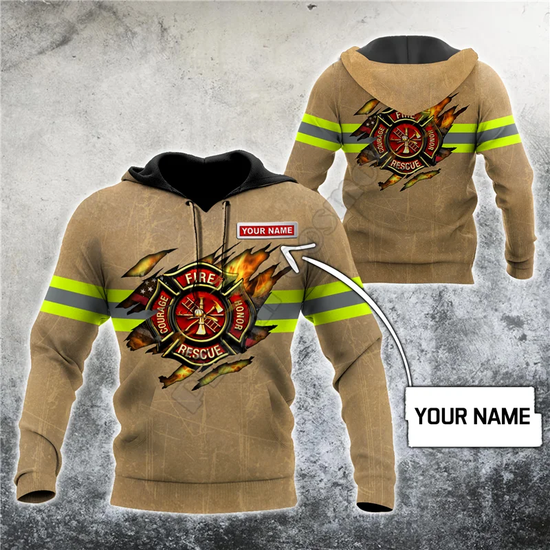 

Customize Name Firefighter hoodies 3D Printed Zipper Hoodies/Sweatshirts women for men Halloween cosplay costumes 05