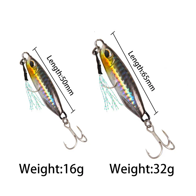 Metal Jig Fishing Lures Winter Bass Fishing Bait Weights 16-32g Jigs Saltwater Vibrator Fish Tackle Isca Artificial For Pike